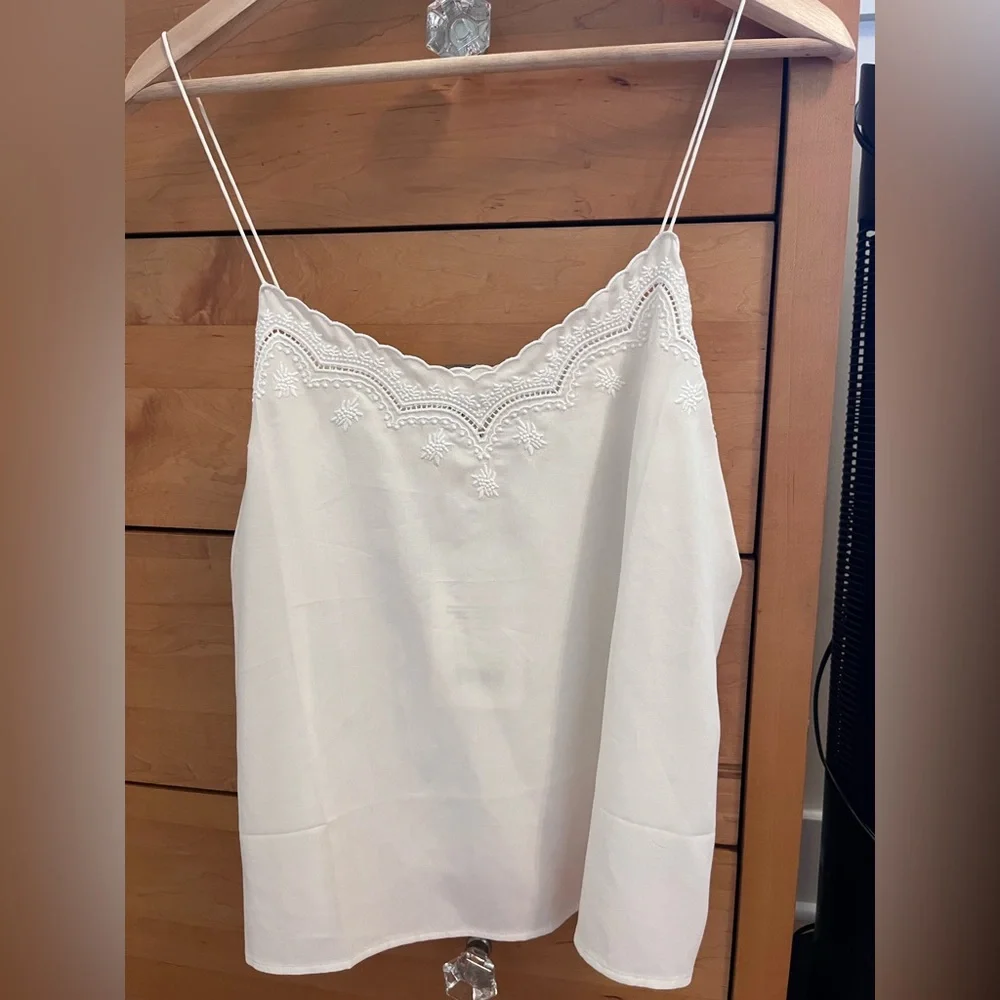 Sezane NWT Palma Top Ecru Cream Size EU 40 US 8 Silk Embroidered Camisole Top - Picture 7 of 13